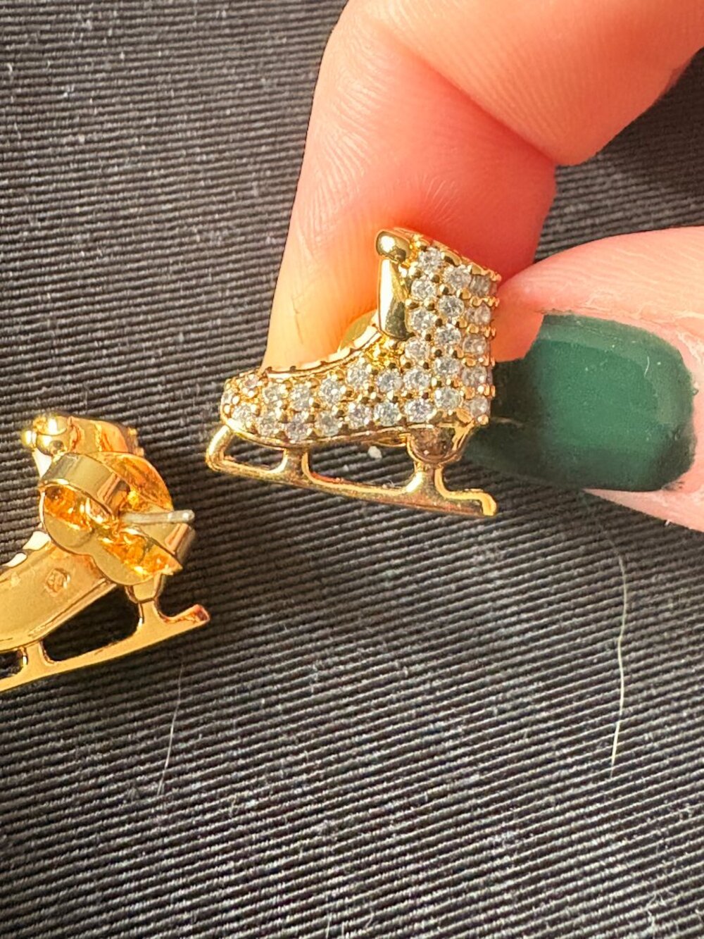 Kate Spade Gold Crystal Ice Skate Stud Earrings